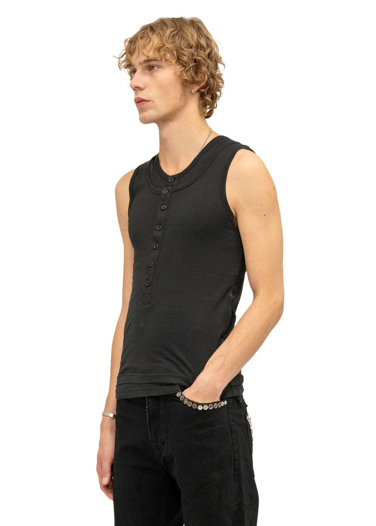 DOUBLE-LAYERED TANK TOP BLACK