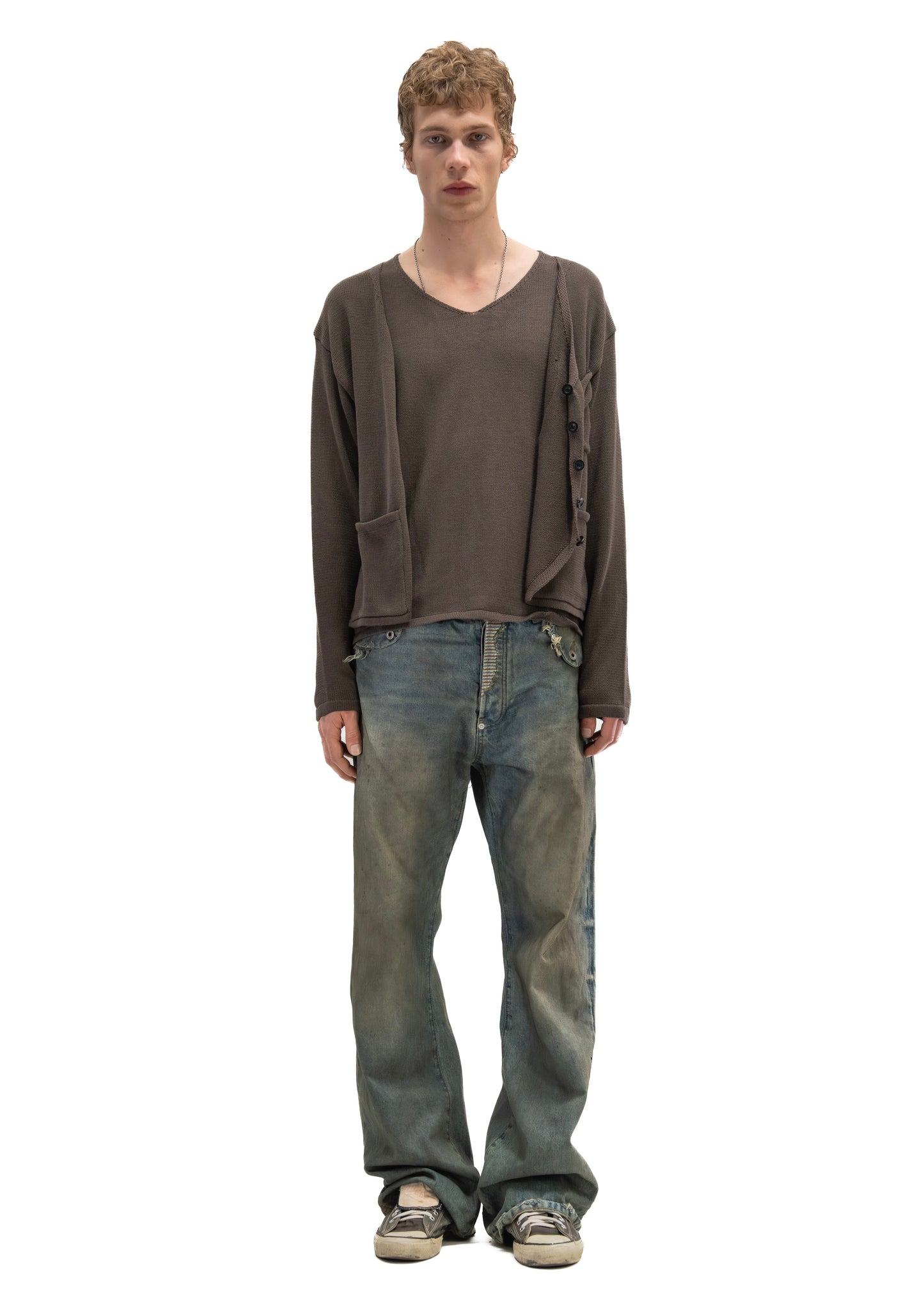 DOUBLE LAYERED KNIT CARDIGAN