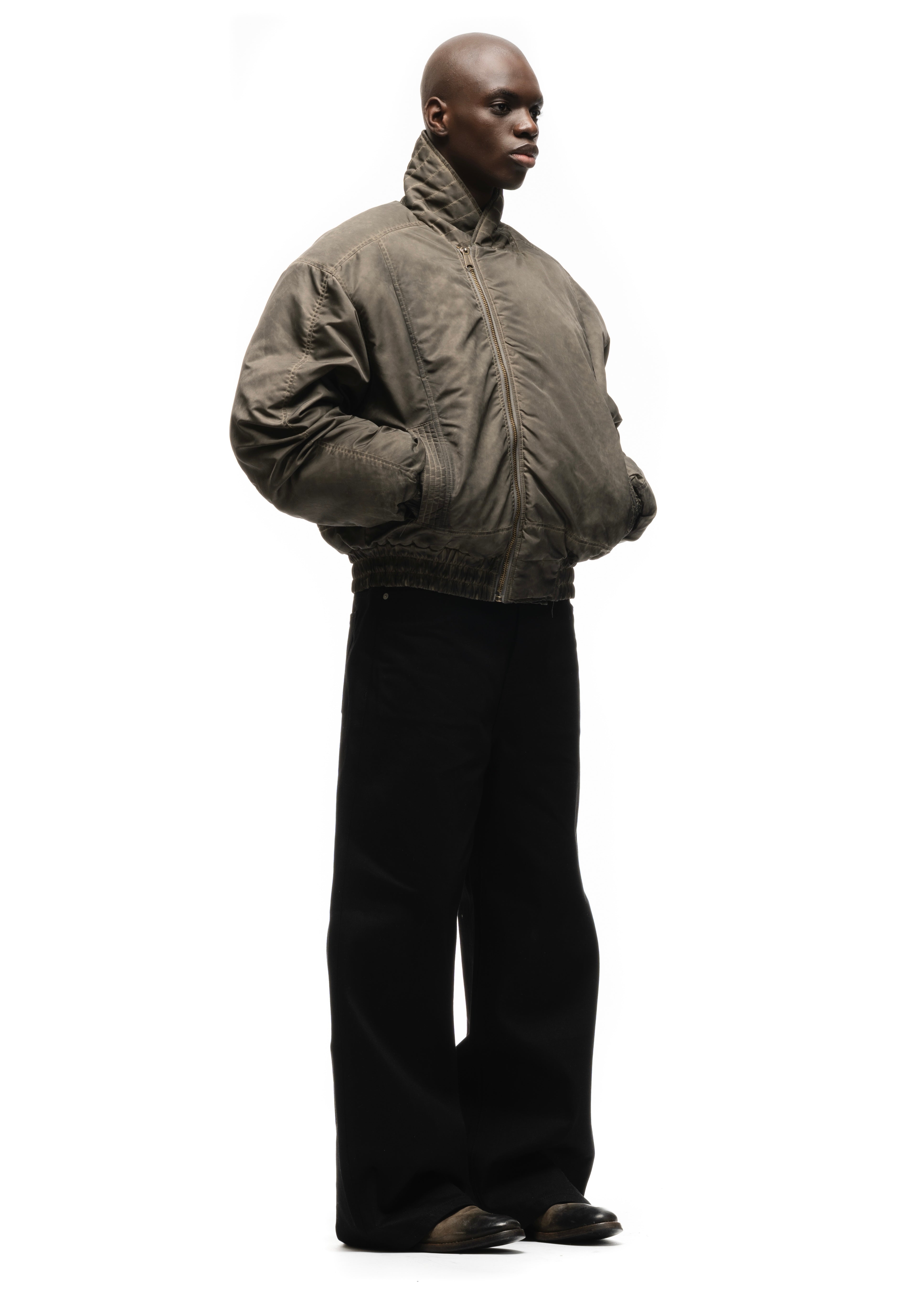 ジャケット・アウター 90s Asymmetric button bomber jacket ASYMMETRICAL ZIP BOMBER JACKET USED BEIGE – NO/FAITH STUDIOS