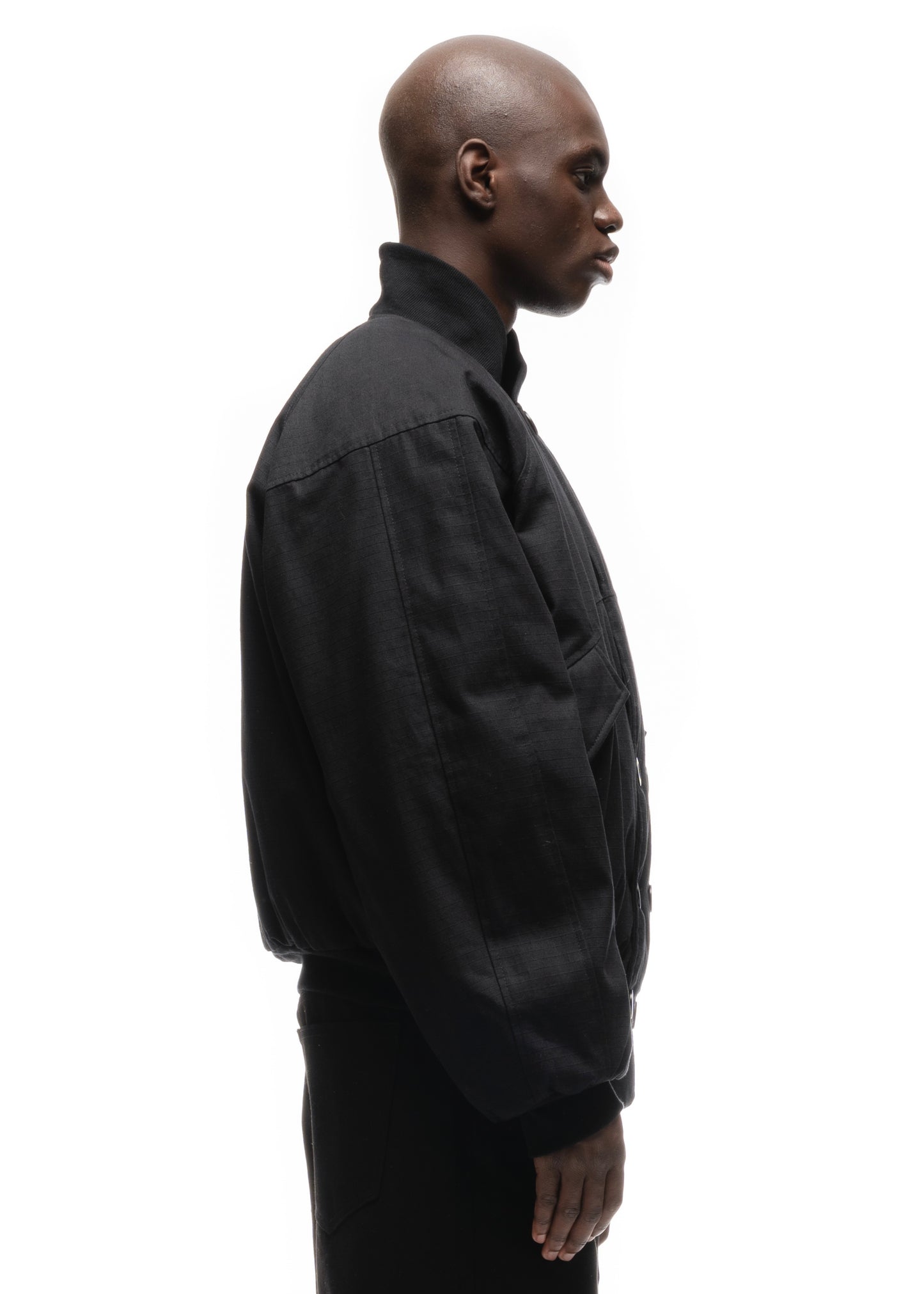 DOUBLE BUTTON BOMBER JACKET STRUCTURED BLACK