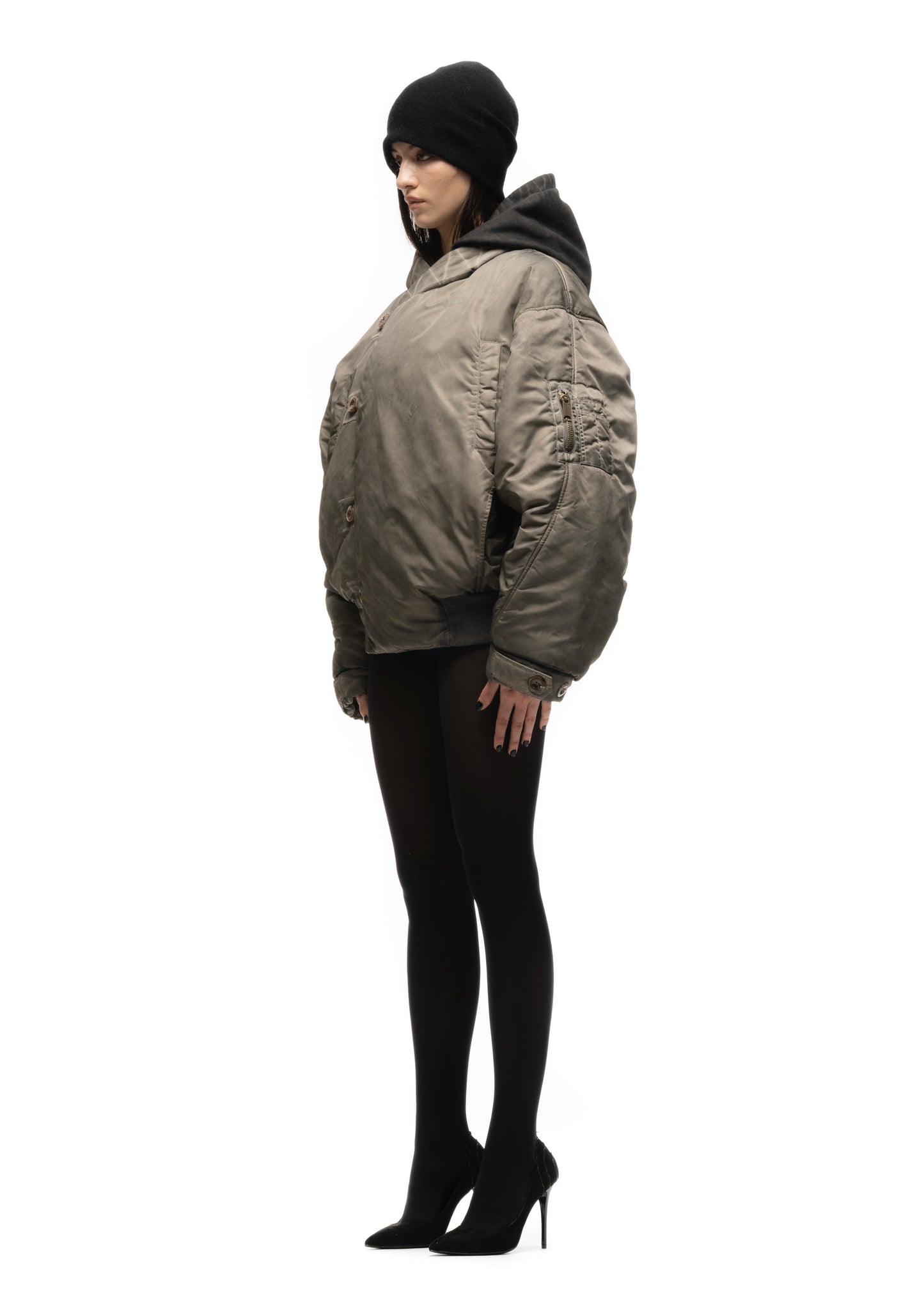 FENCING WAFFLE BOMBER JACKET USED BEIGE FEMALE