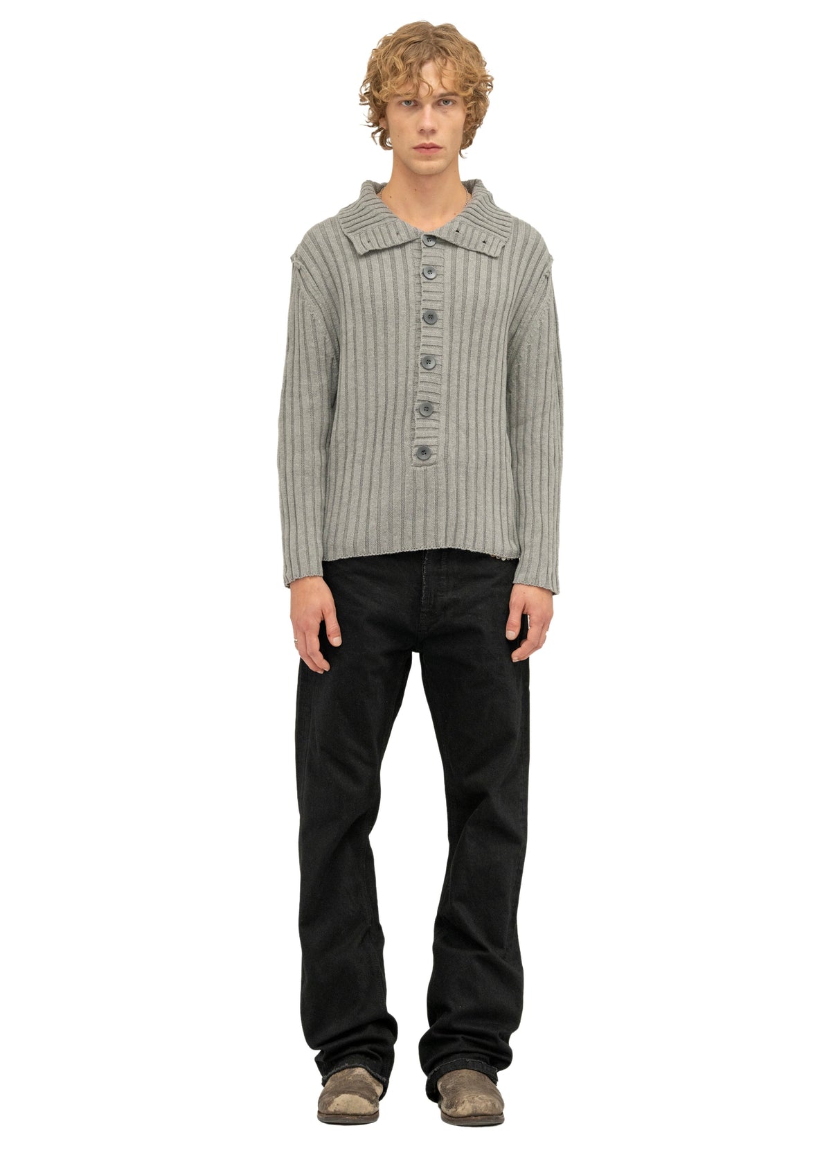 BUTTON LINE KNIT JUMPER GREY