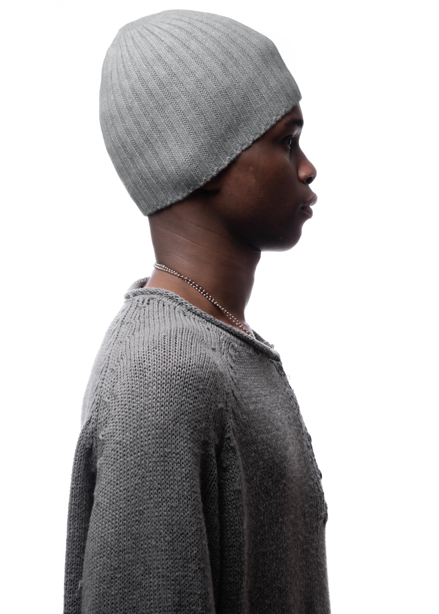 RIBBED WOOL BEANIE DARK GREY