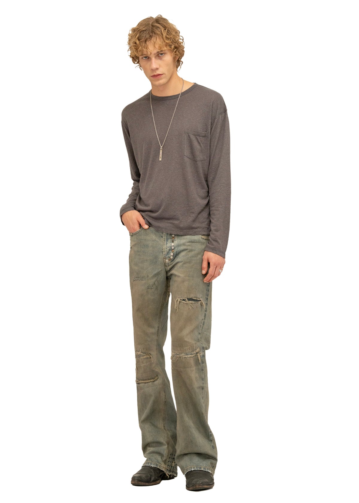STUDDED SELVEDGE BOOTCUT DENIM