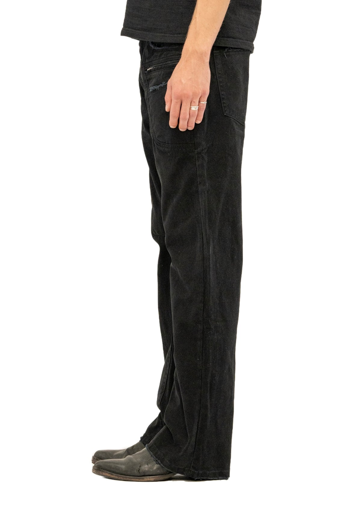 FRAYED BOOTCUT DENIM BLACK