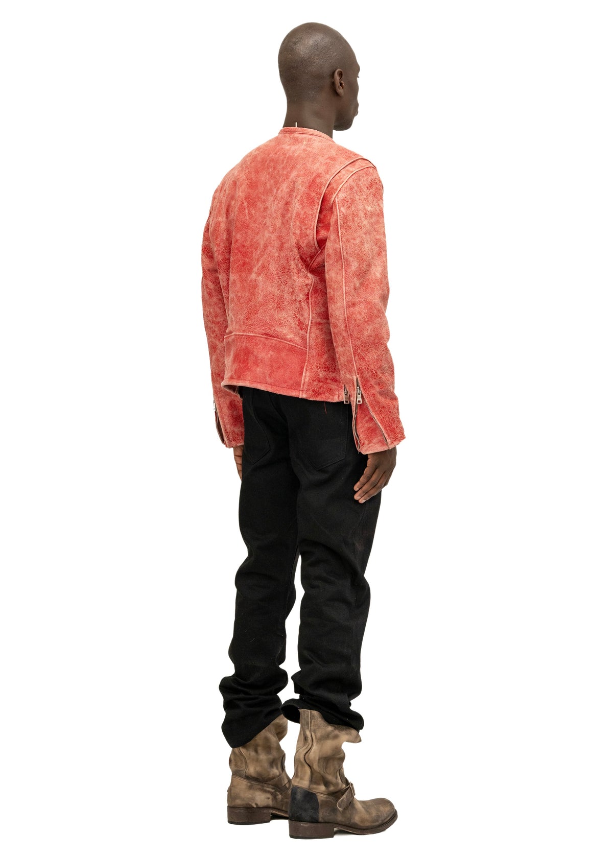 RED RACER CUT LEATHER JACKET