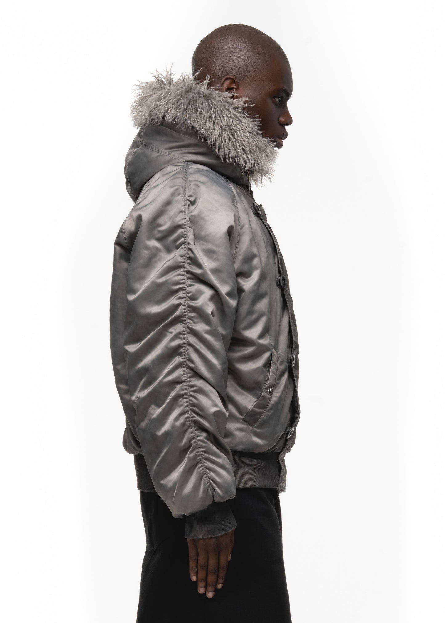 ASTRO FUR BOMBER JACKET GREY