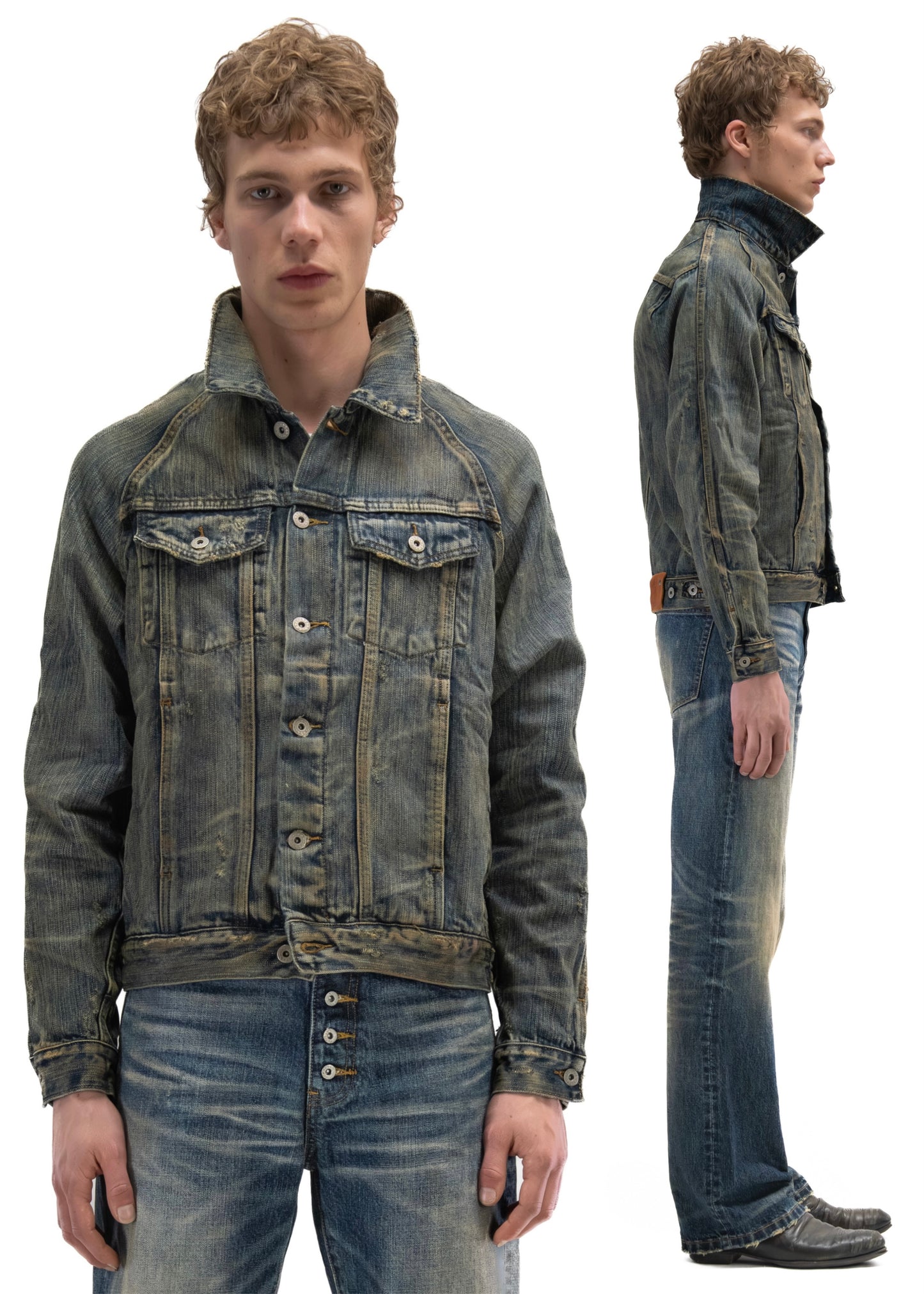 STRUCTURED WASHED OUT DENIM TRUCKER