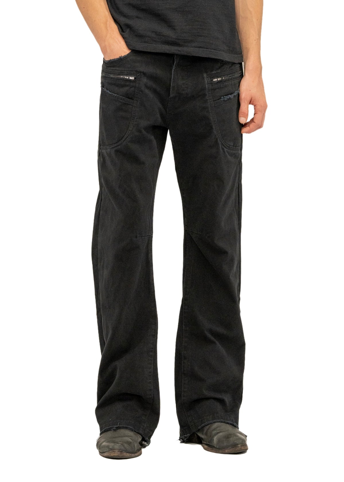 FRAYED BOOTCUT DENIM BLACK