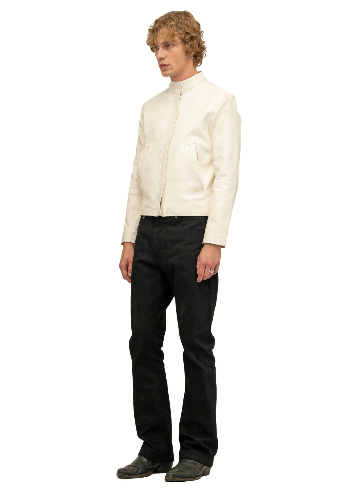 DRIVER ONE CUT WHITE LEATHER JACKET