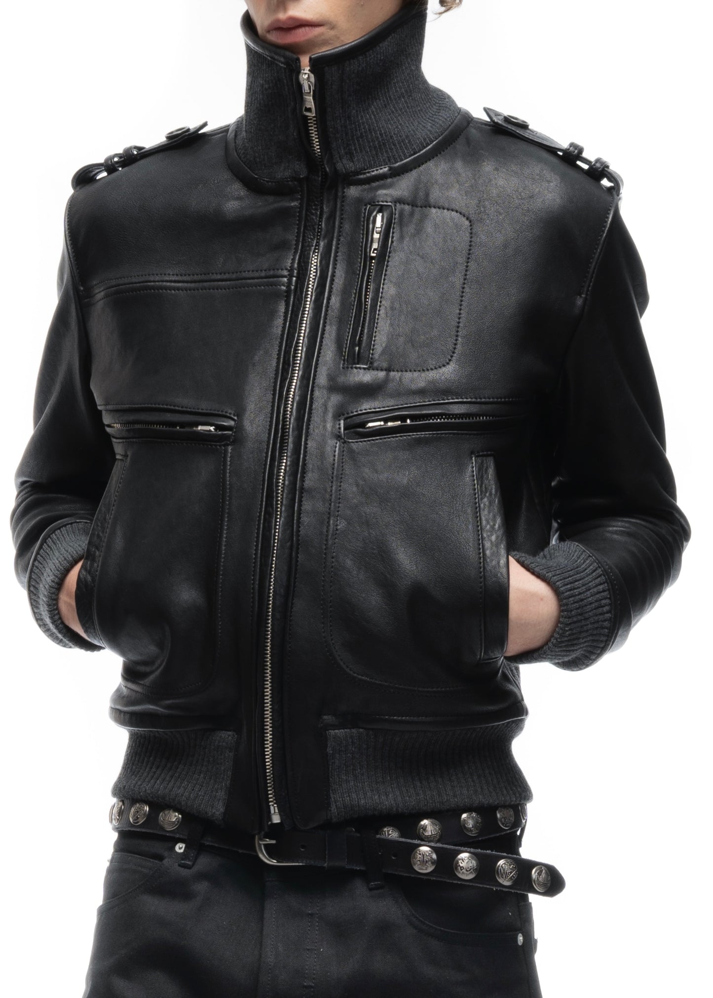 SHADOW OPERATOR LEATHER JACKET BLACK