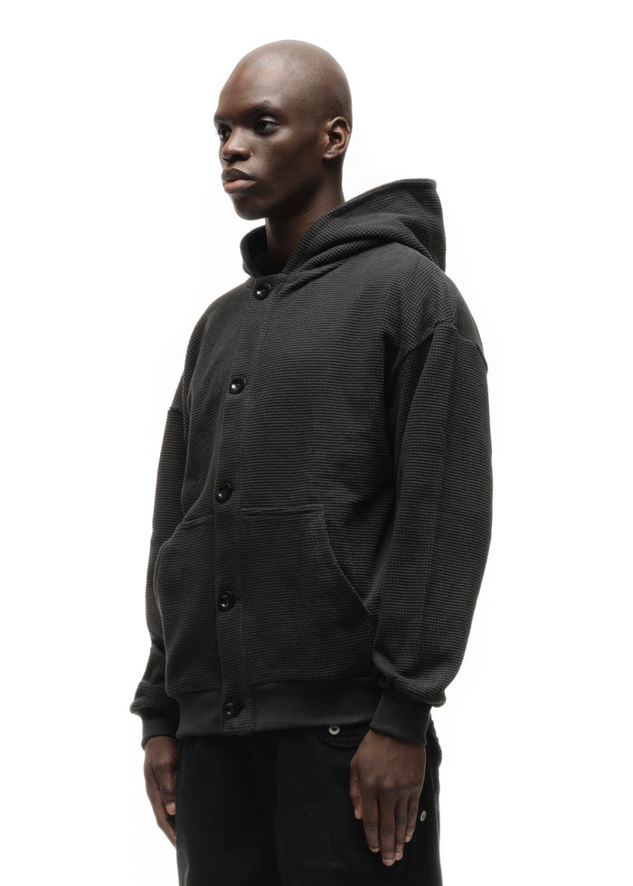 BUTTON KNIT COTTON JACKET BLACK