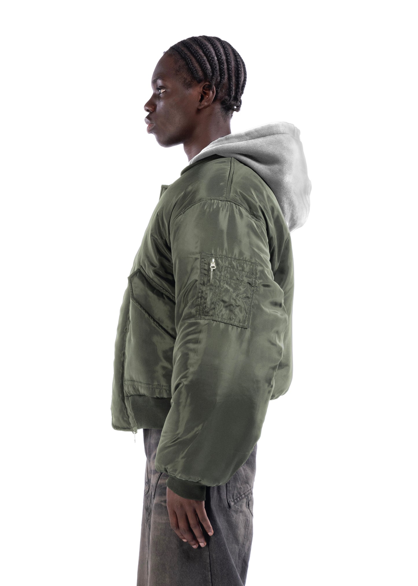 REVERSIBLE HOOD BOMBER JACKET GREEN