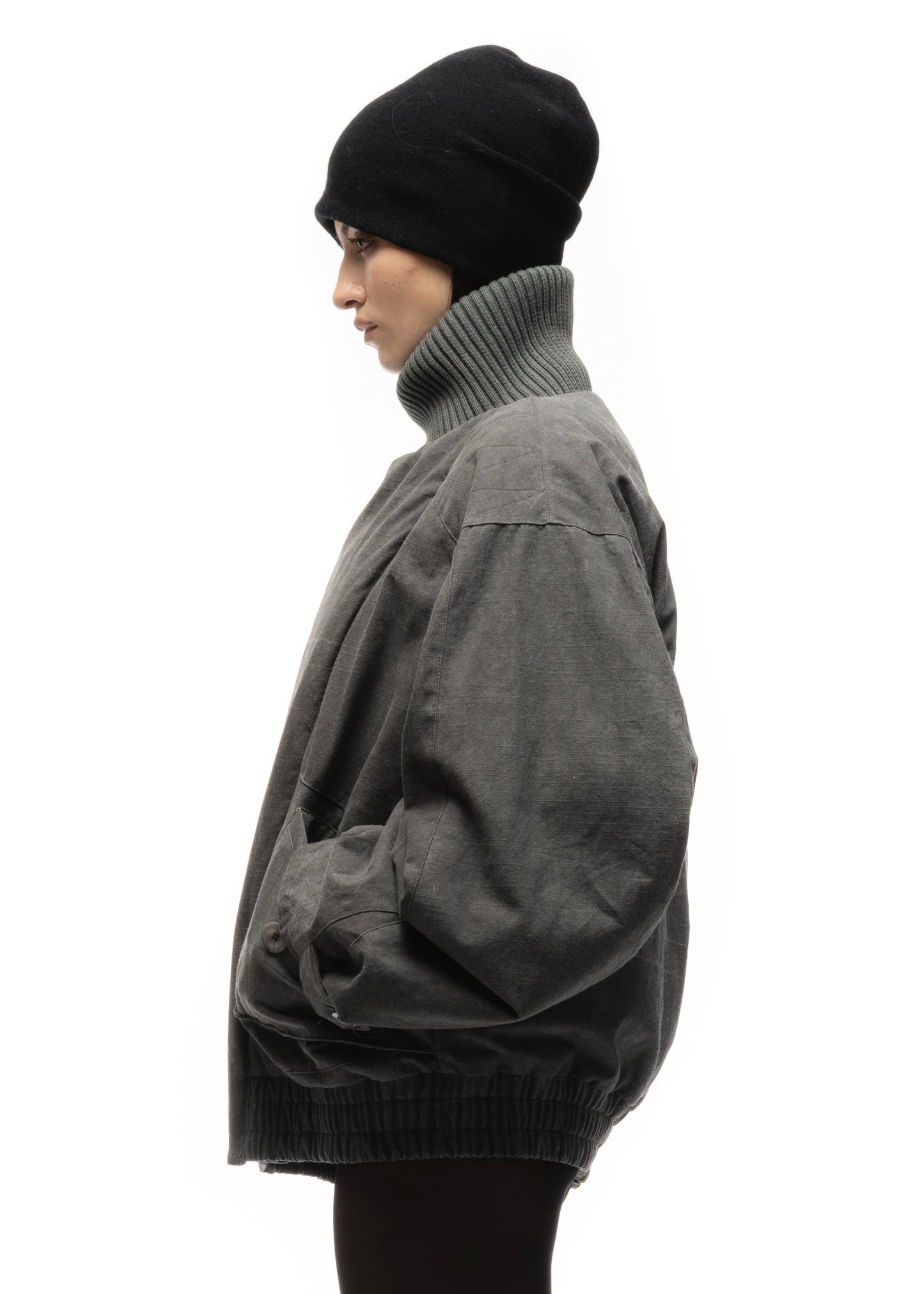 JAPANESE FLIGHT PADDED BOMBER JACKET STRUCTURED GREY FEMALE