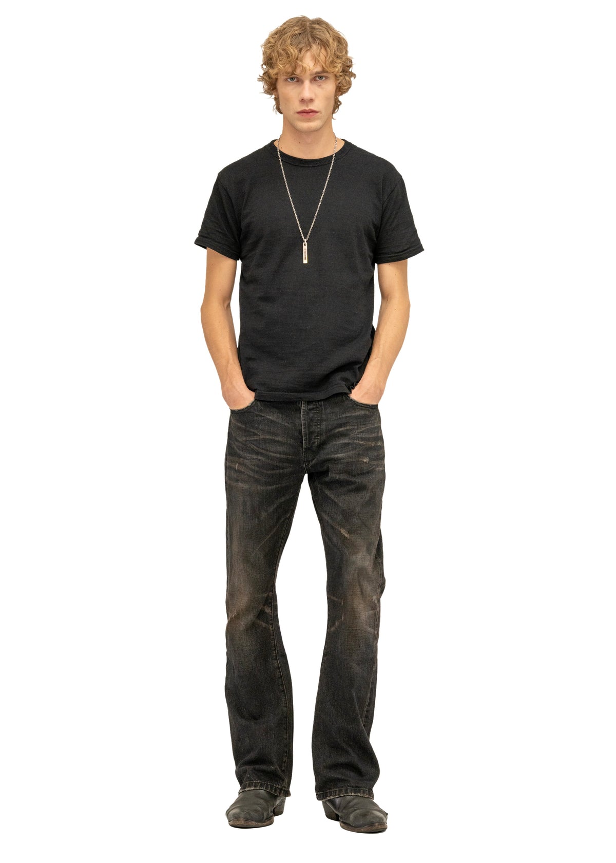 WASHED BLACK SELVEDGE BOOTCUT DENIM
