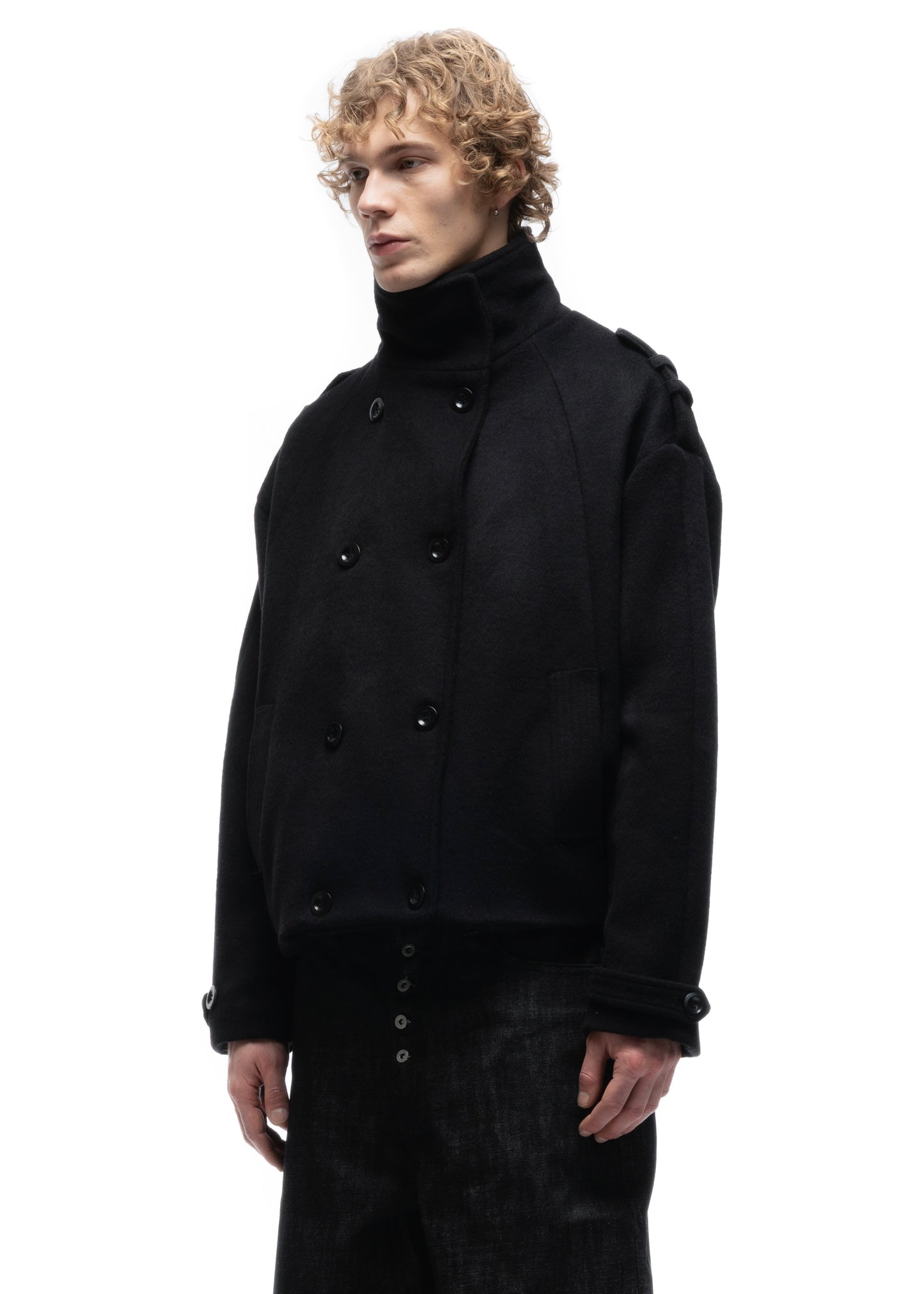 BUTTON UP MARINE JACKET BLACK