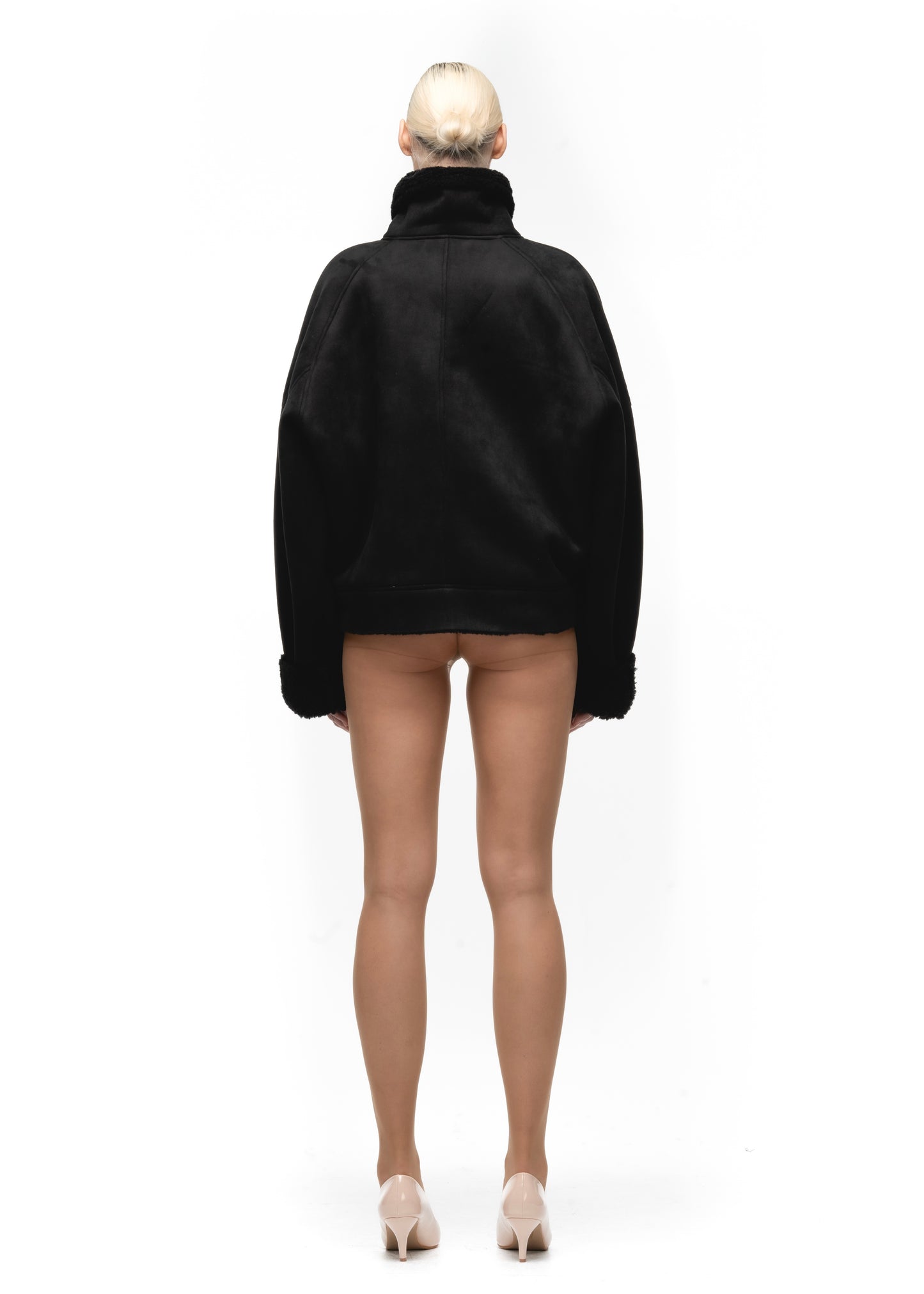 HEAVY FLIGHT SHEARLING JACKET BLACK WOMEN'S CUT