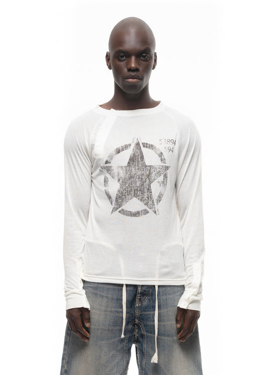 ASYMMETRICAL STAR LONGSLEEVE WHITE