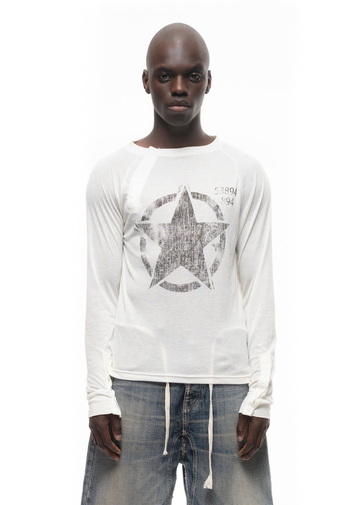 ASYMMETRICAL STAR LONGSLEEVE WHITE – NO/FAITH STUDIOS