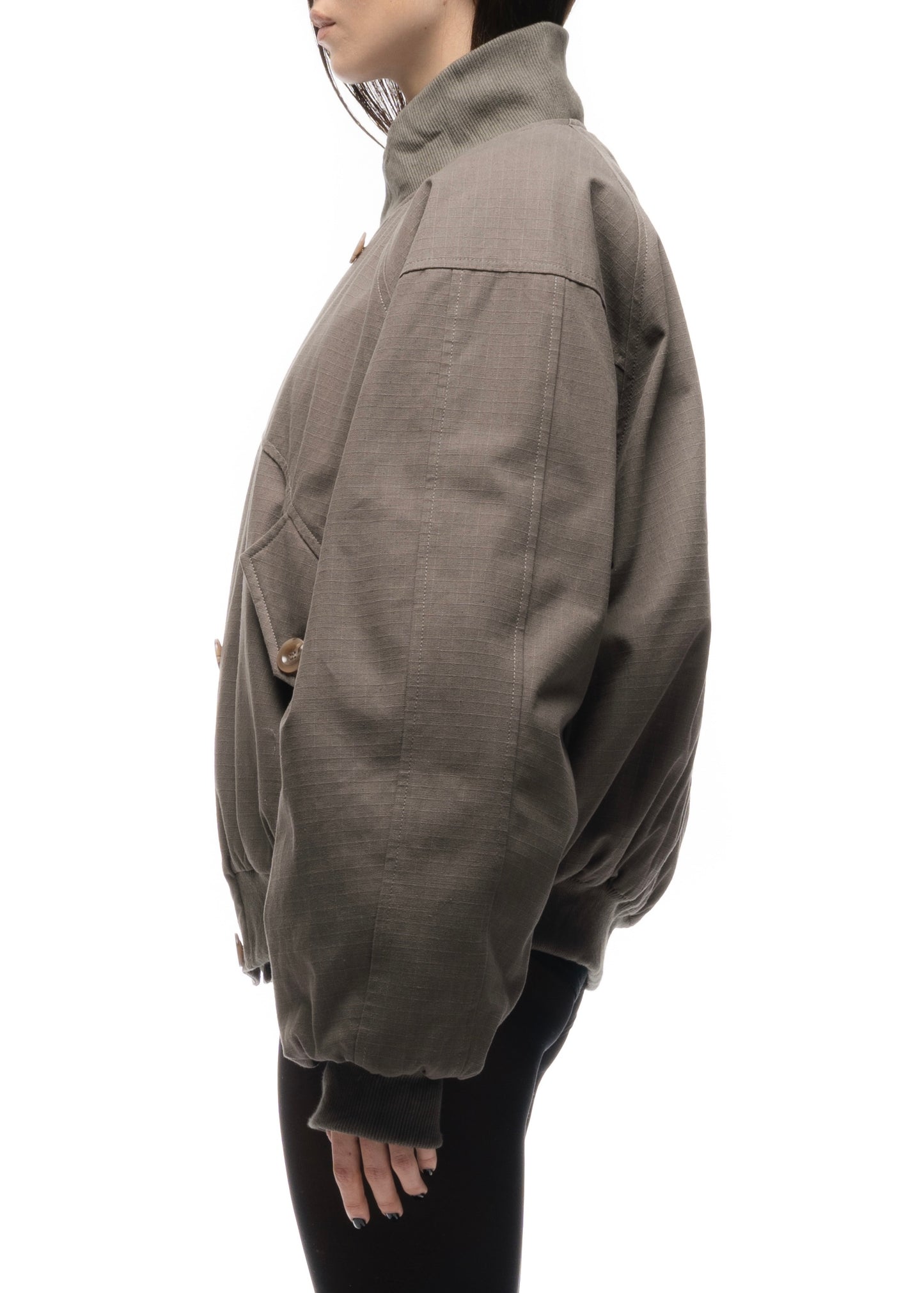 DOUBLE BUTTON BOMBER JACKET STRUCTURED STONE FEMALE