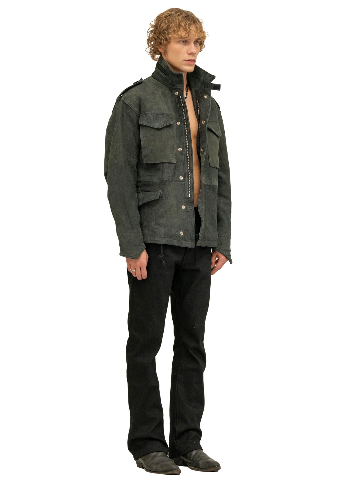 LEATHER FIELD PARKA BLACK
