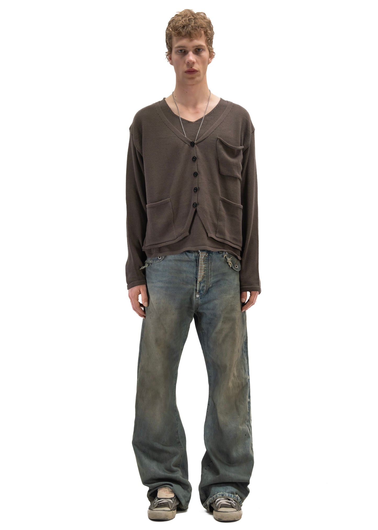 DOUBLE LAYERED KNIT CARDIGAN