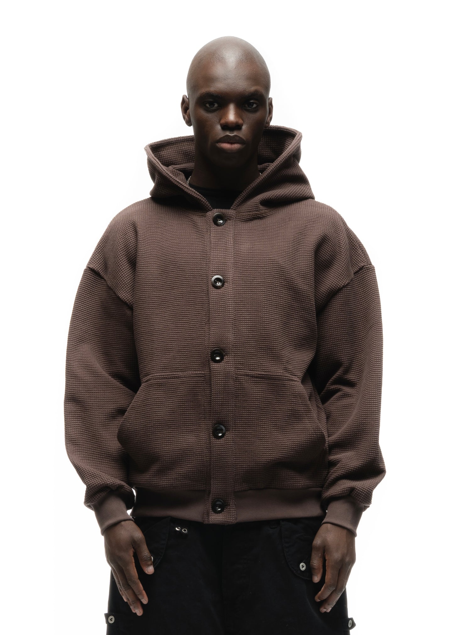 BUTTON KNIT COTTON JACKET WASHED OUT BROWN