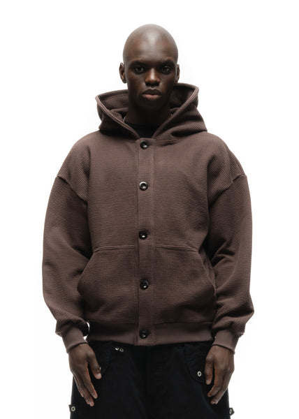 BUTTON KNIT COTTON JACKET WASHED OUT BROWN – NO/FAITH STUDIOS