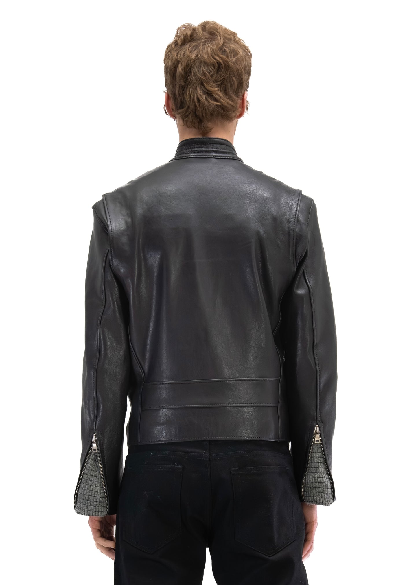 LAYERED RACER CUT LEATHER JACKET