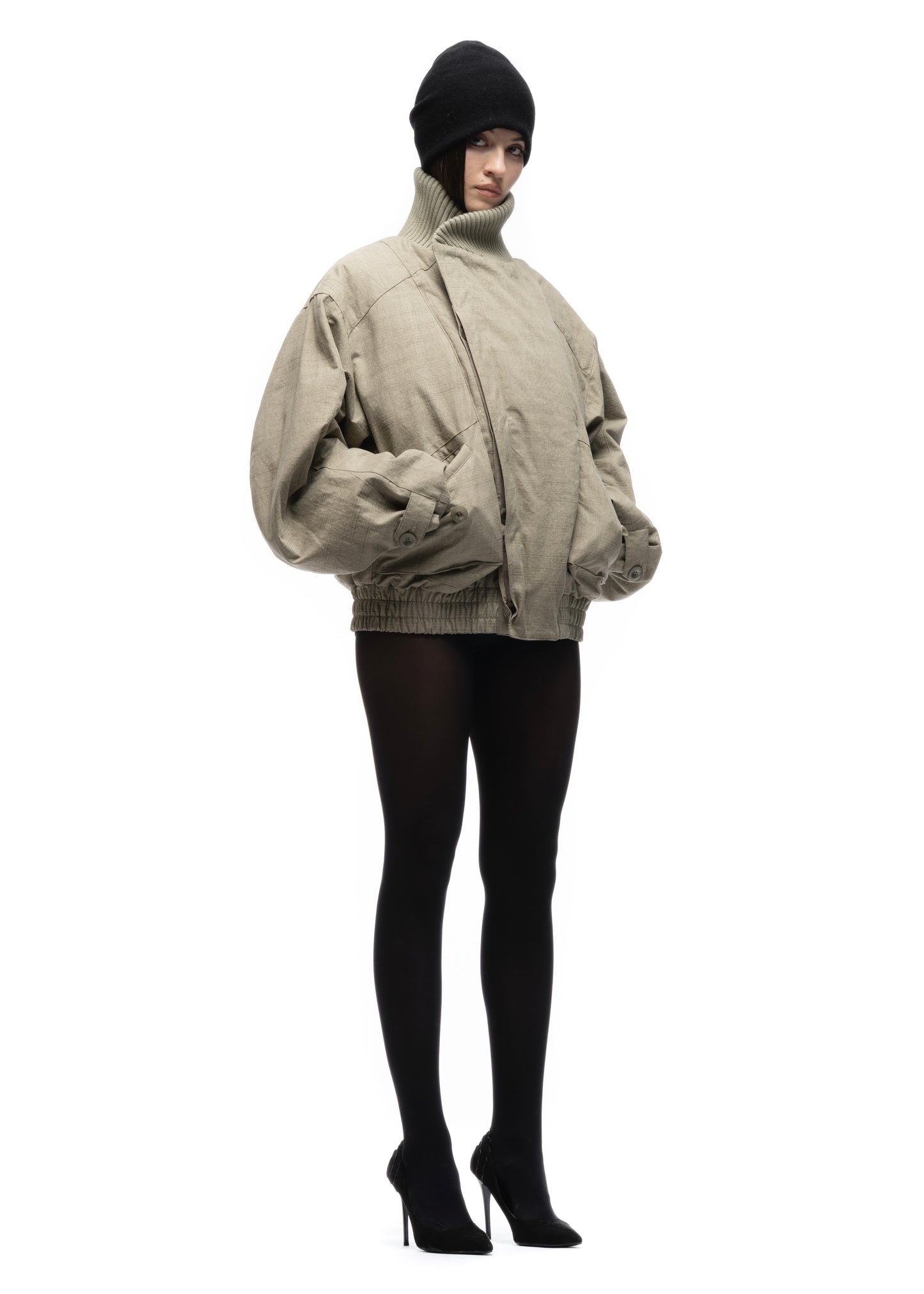 JAPANESE FLIGHT PADDED BOMBER JACKET CONCRETE BEIGE FEMALE