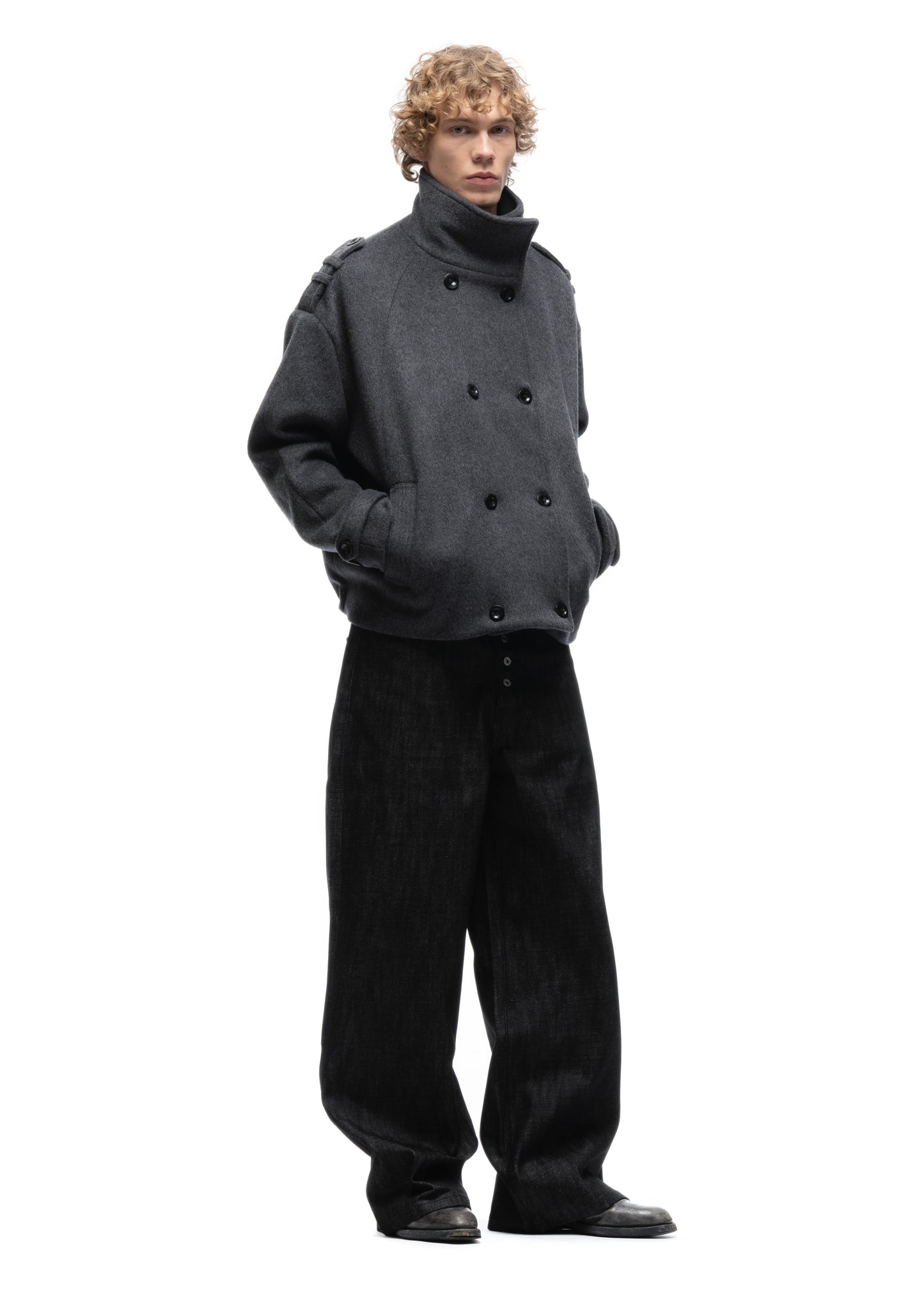 BUTTON UP MARINE JACKET GREY