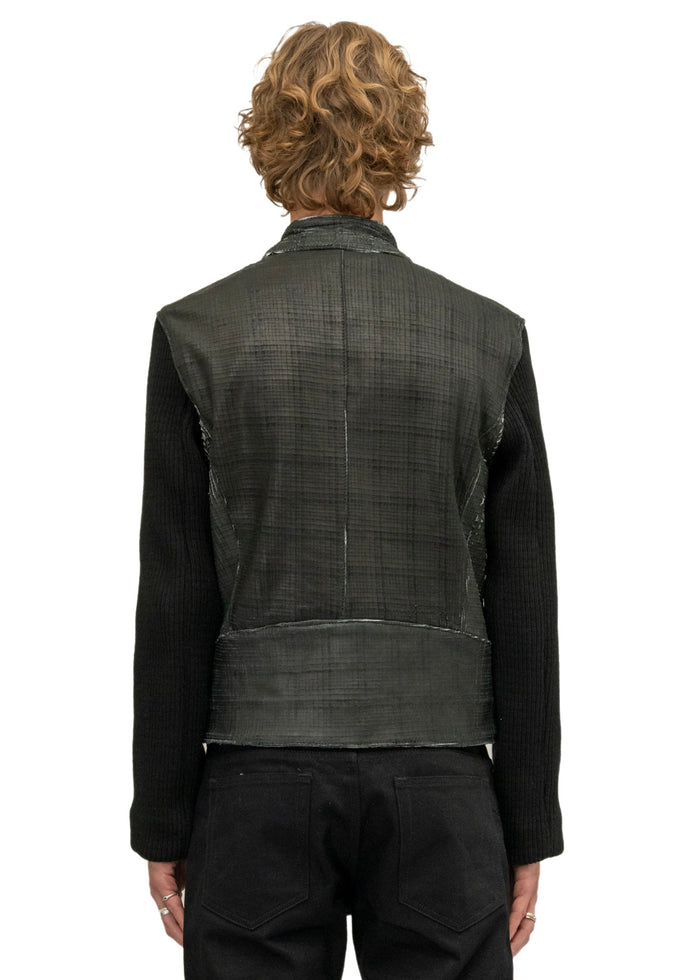 DRIVER GRID SCORED LEATHER JACKET