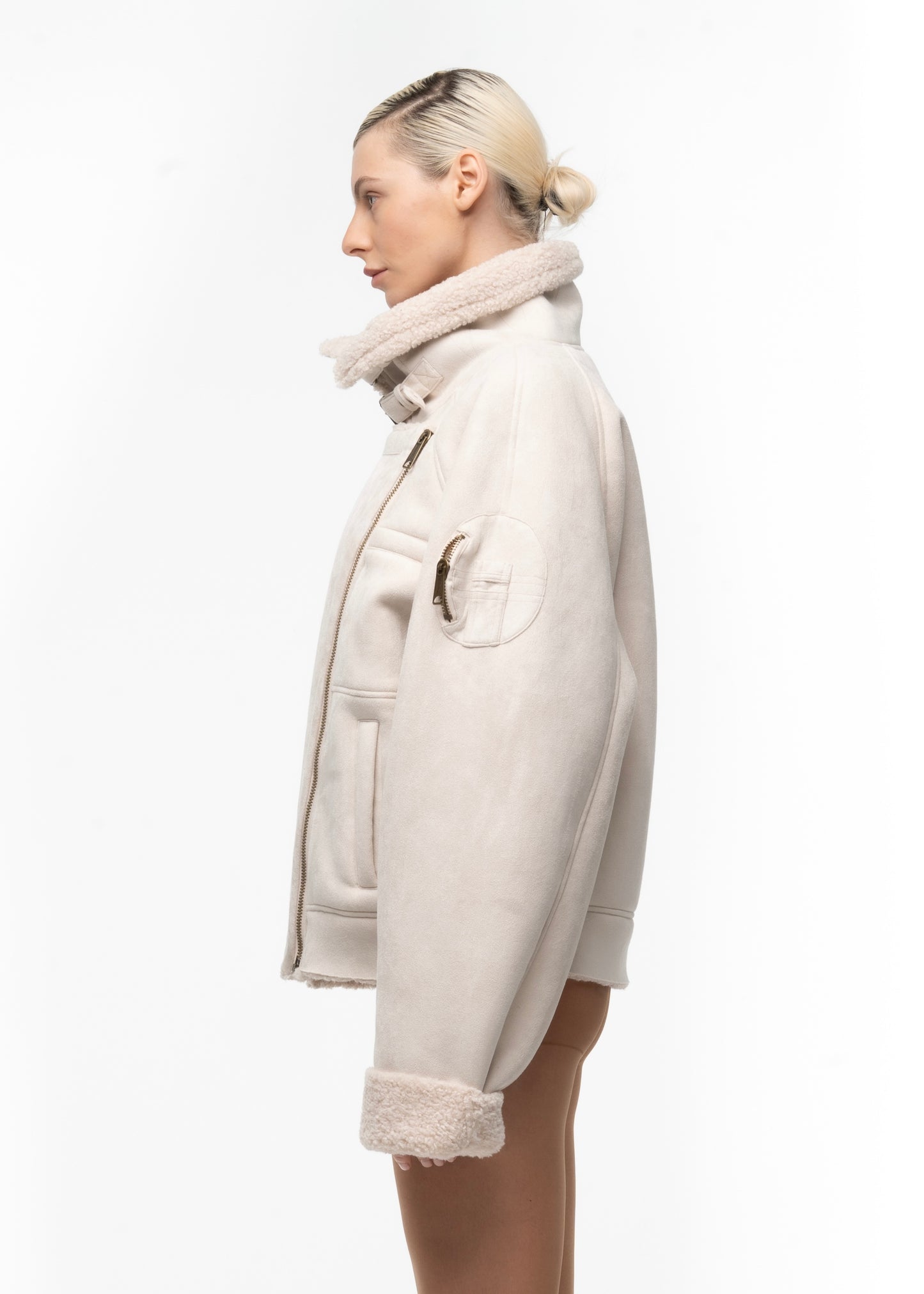 HEAVY FLIGHT SHEARLING JACKET WHITE WOMEN'S CUT