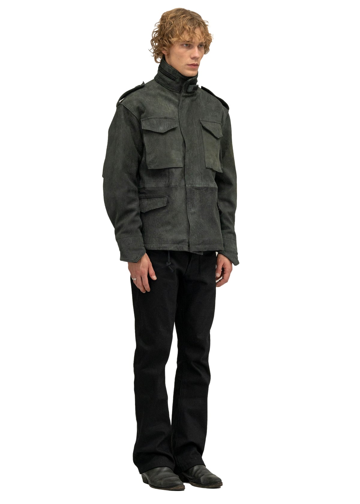 LEATHER FIELD PARKA BLACK