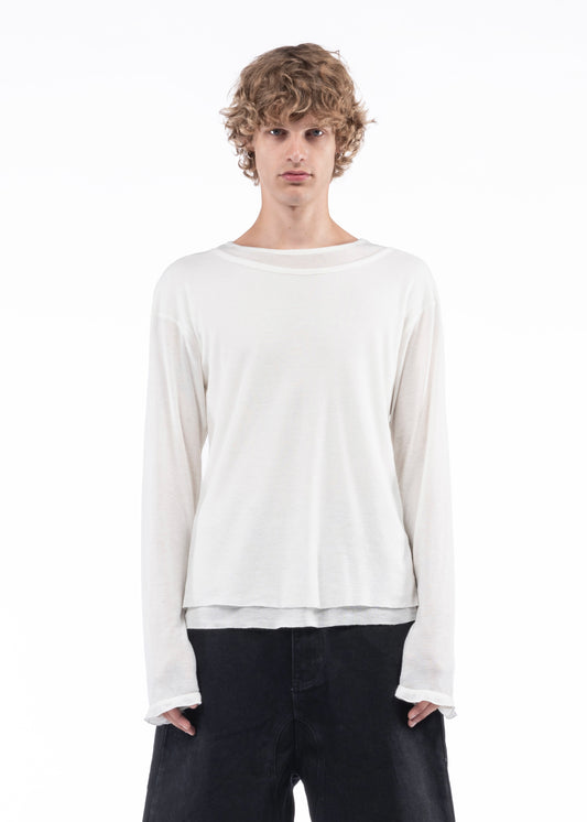 DOUBLE LAYERED ORGANIC COTTON LONGSLEEVE WHITE