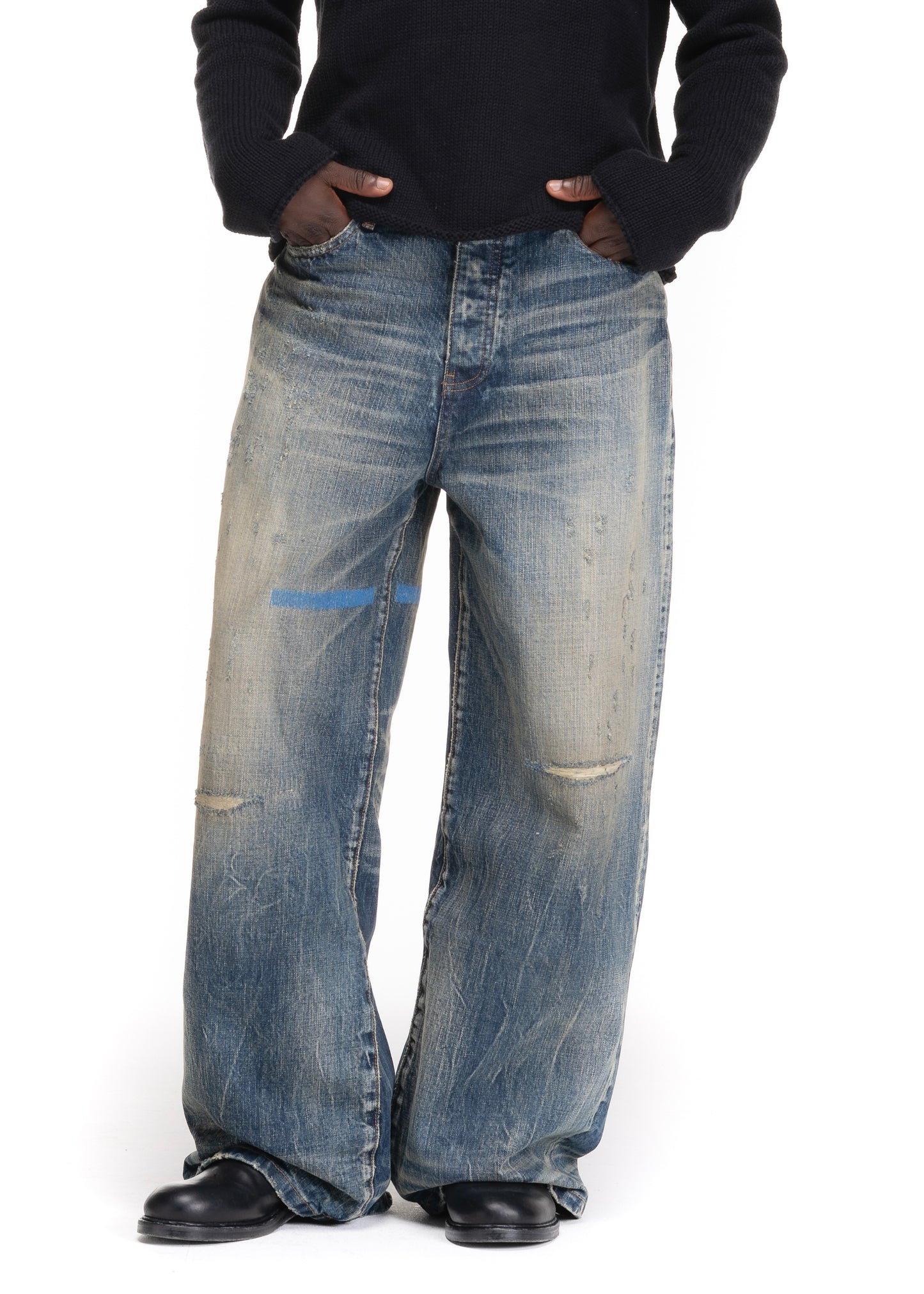 REPAIRED RUST SELVEDGE DENIM LOOSE FIT