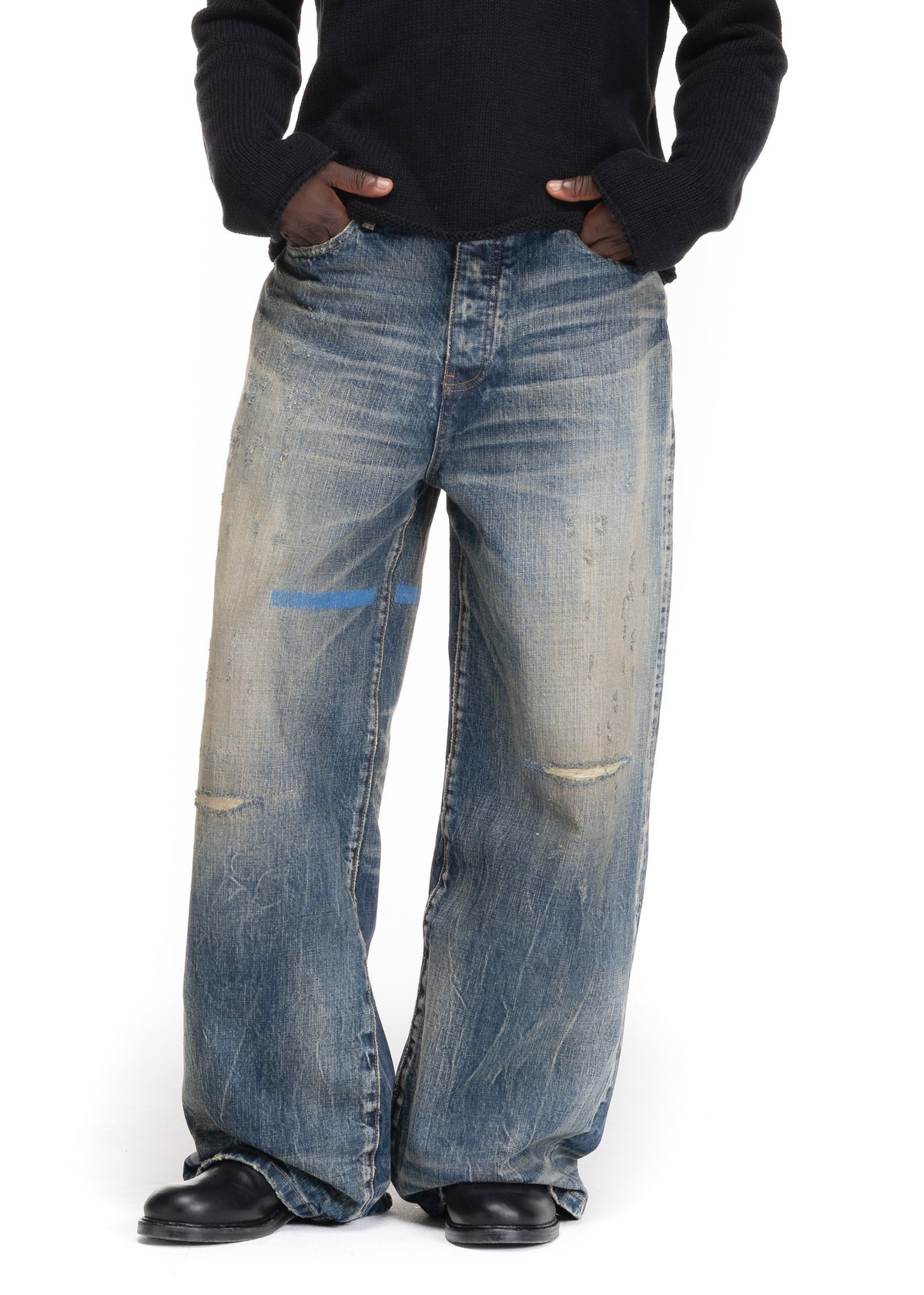 REPAIRED RUST SELVEDGE DENIM LOOSE FIT