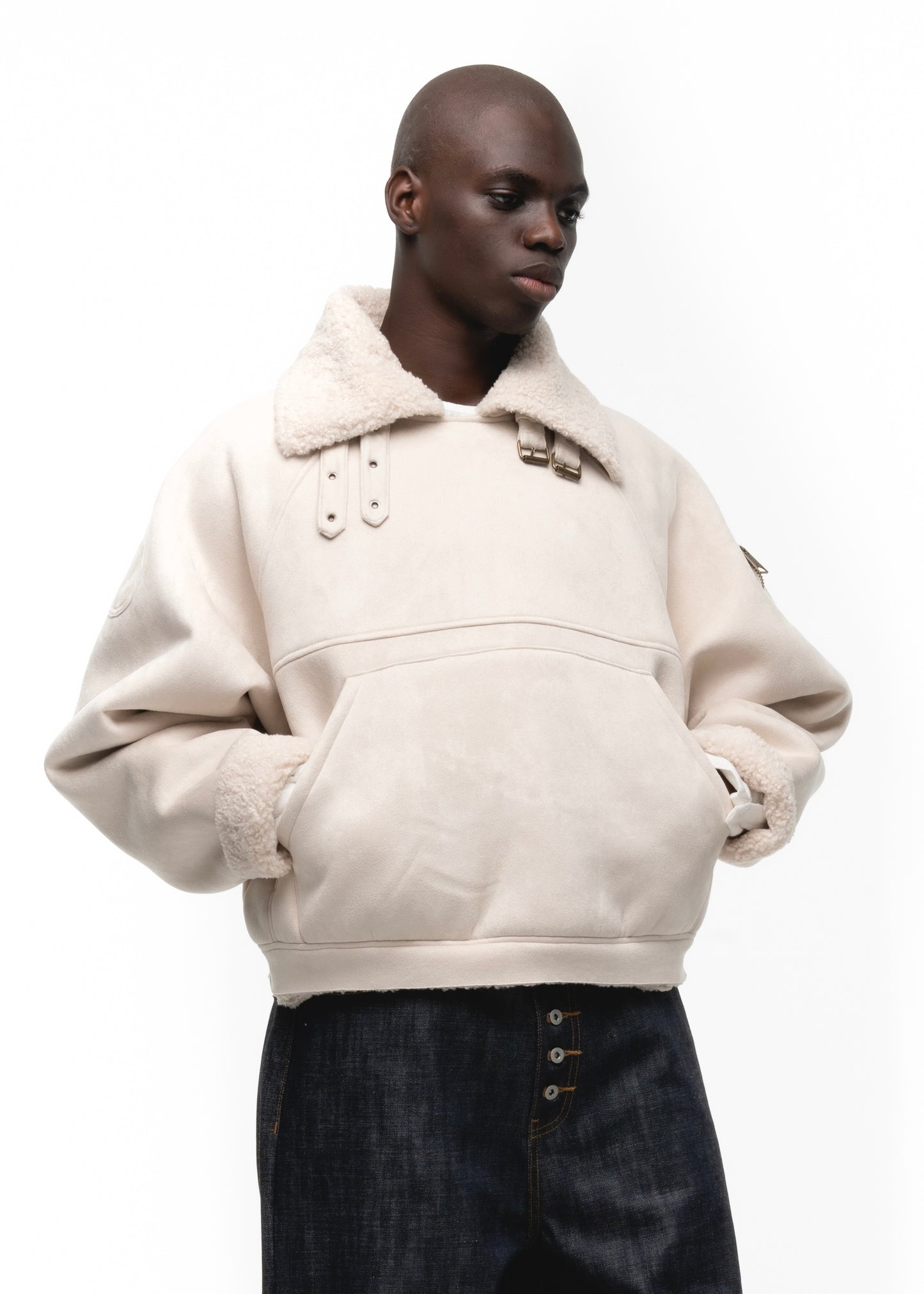 HEAVY FLIGHT SHEARLING HOODIE WHITE