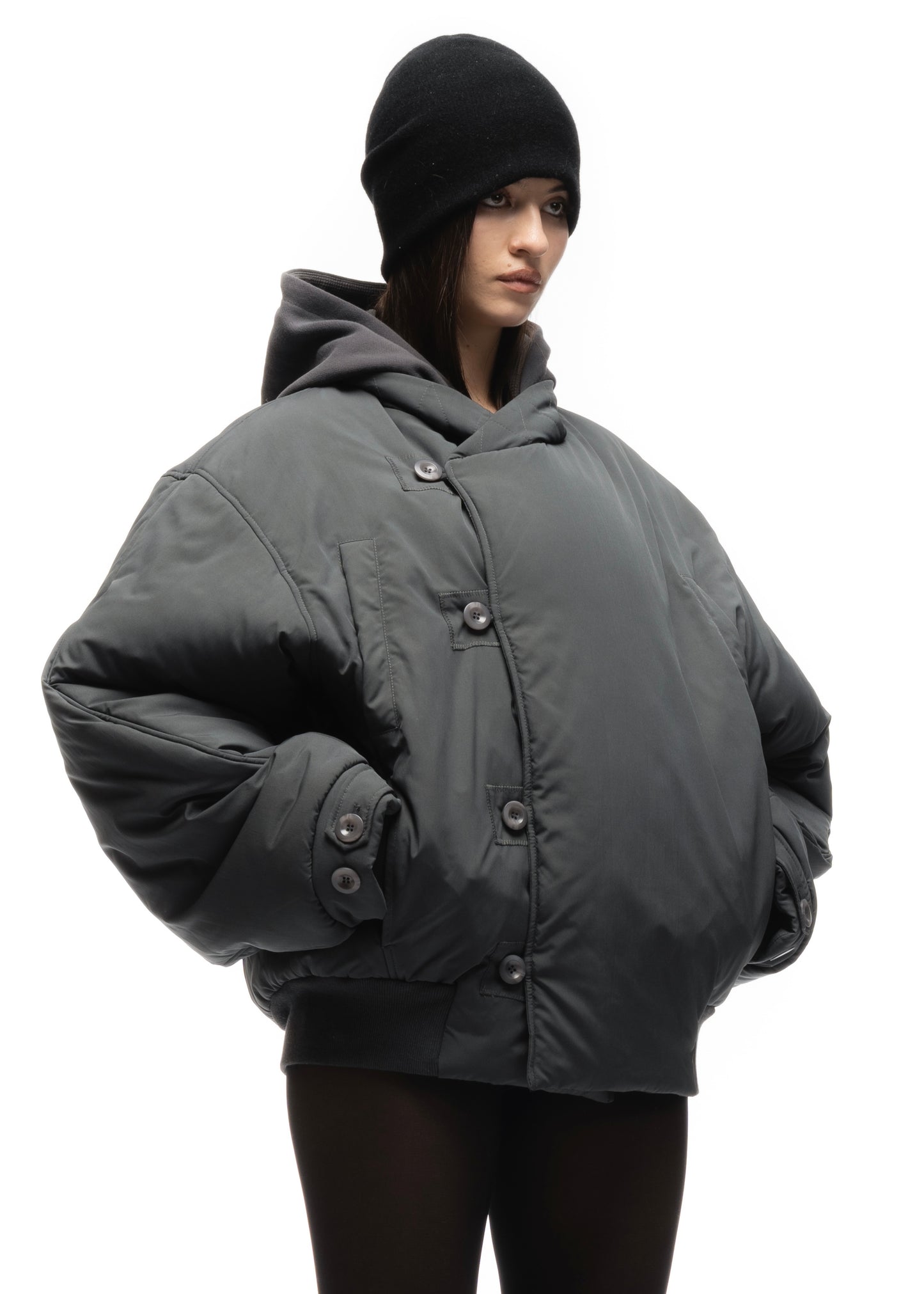 FENCING WAFFLE BOMBER JACKET COLD GREY FEMALE