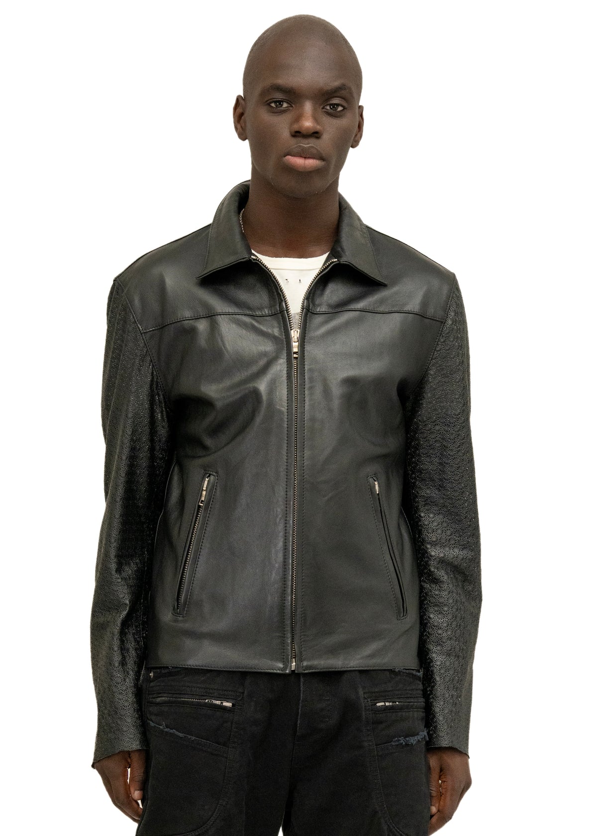 BIKER ONE CUT PERFORATED LEATHER SLEEVES