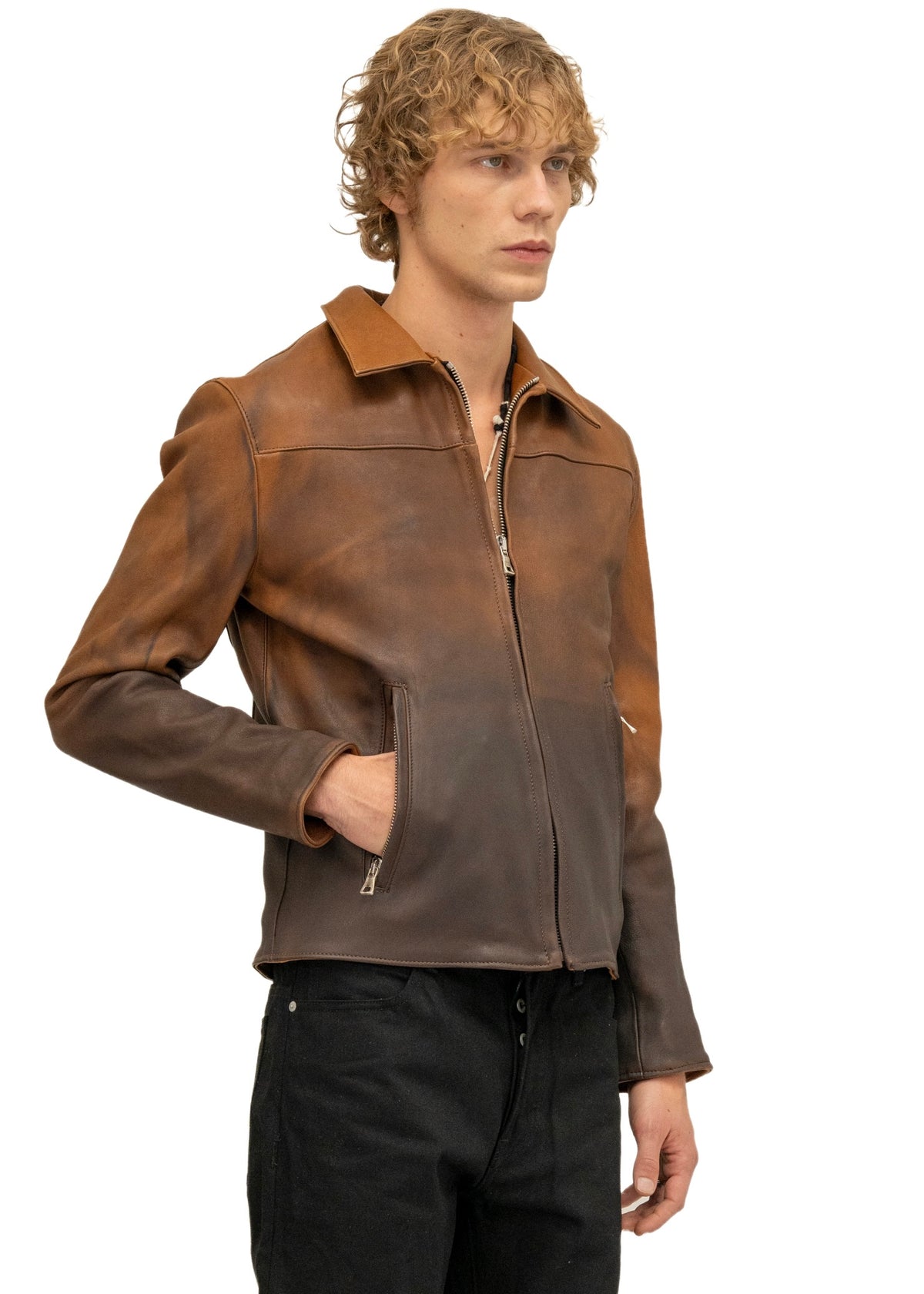FADED BIKER ONE CUT LEATHER JACKET