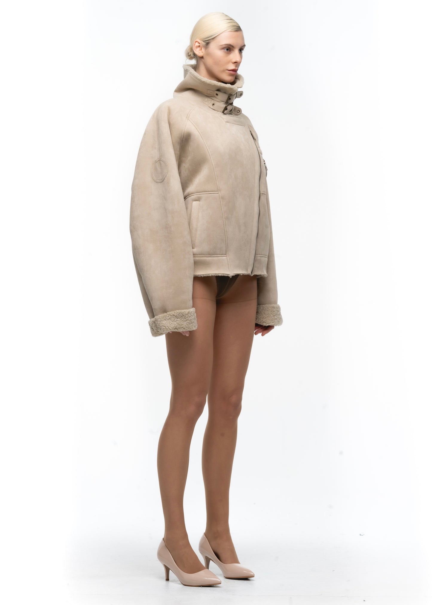 HEAVY FLIGHT SHEARLING JACKET BEIGE WOMEN'S CUT