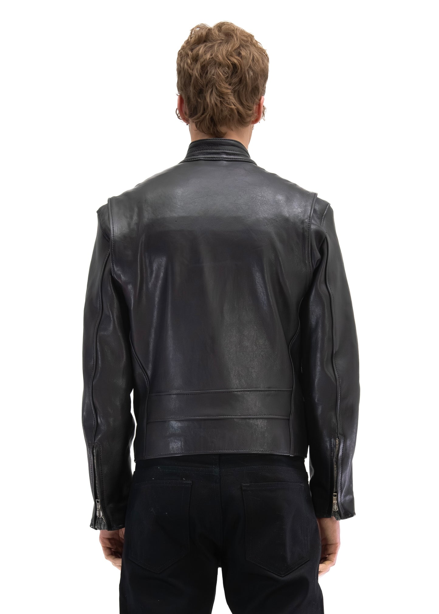 LAYERED RACER CUT LEATHER JACKET