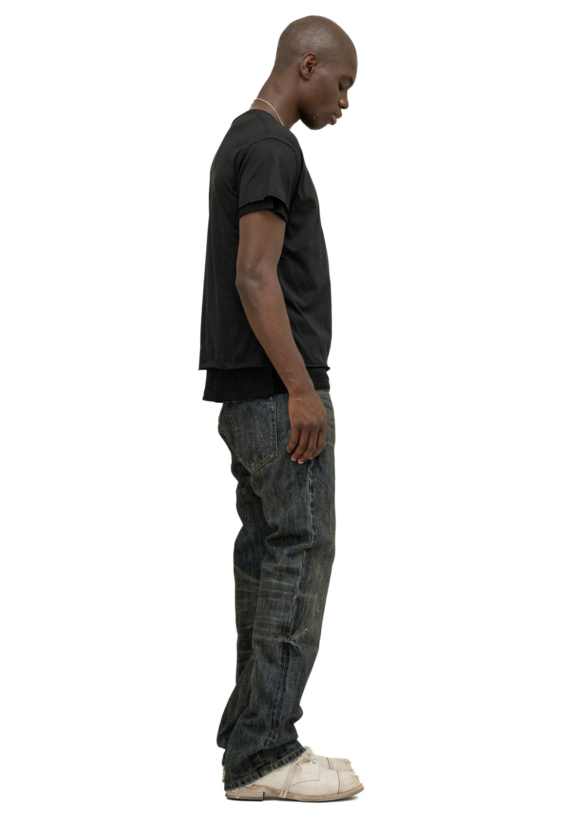 DOUBLE-LAYERED T-SHIRT BLACK