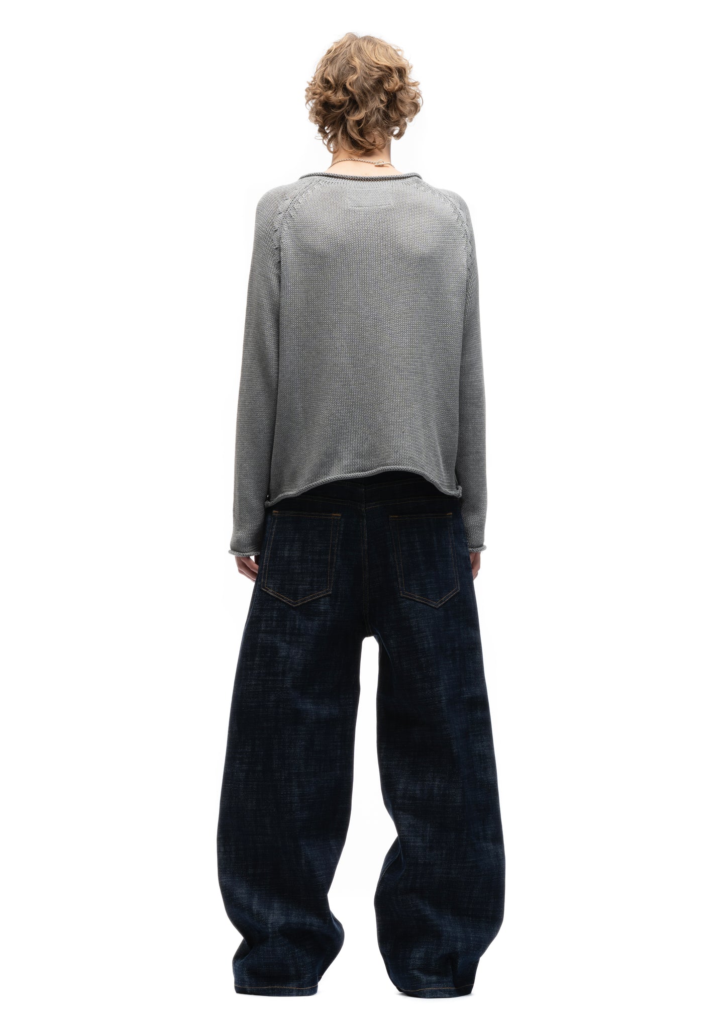 BUTTON KNIT SWEATER GREY