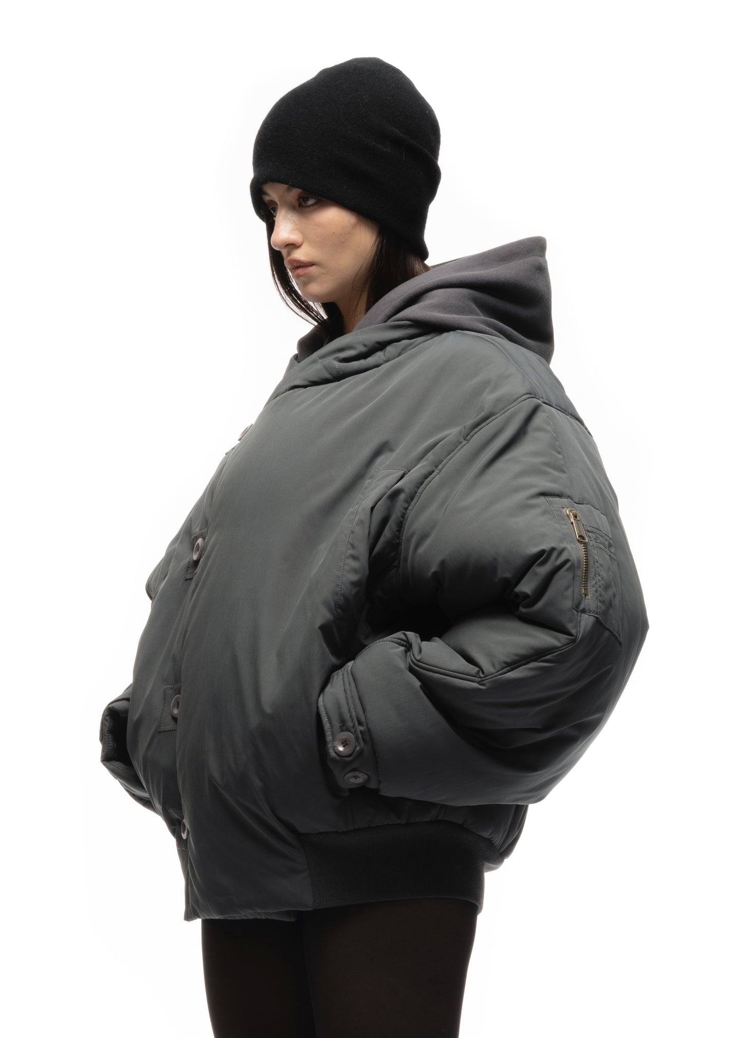 FENCING WAFFLE BOMBER JACKET COLD GREY FEMALE