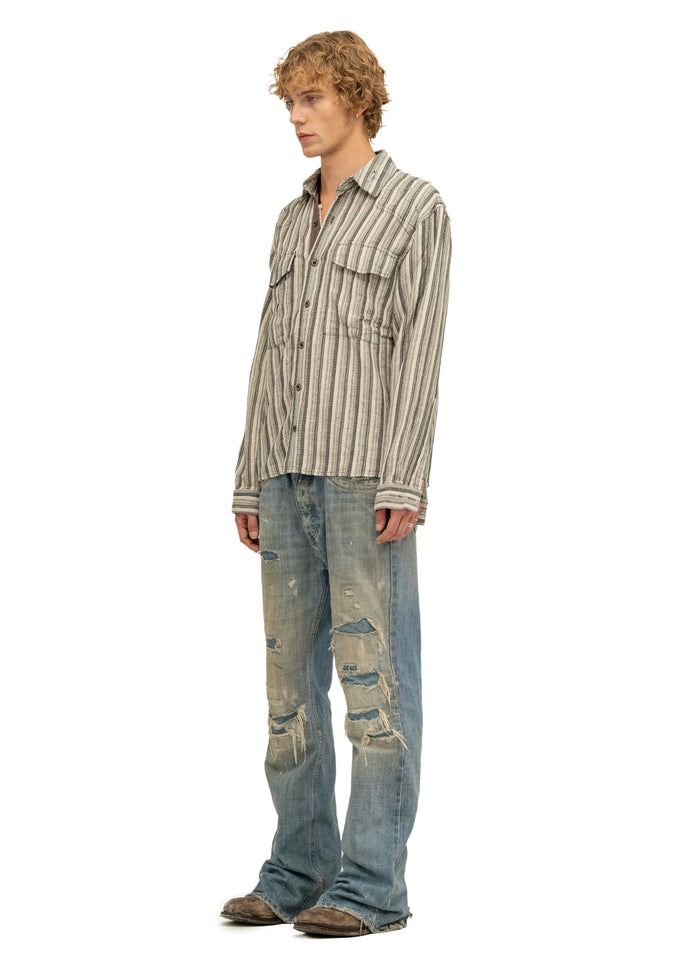 REWORKED STRIPE SHIRT GREY