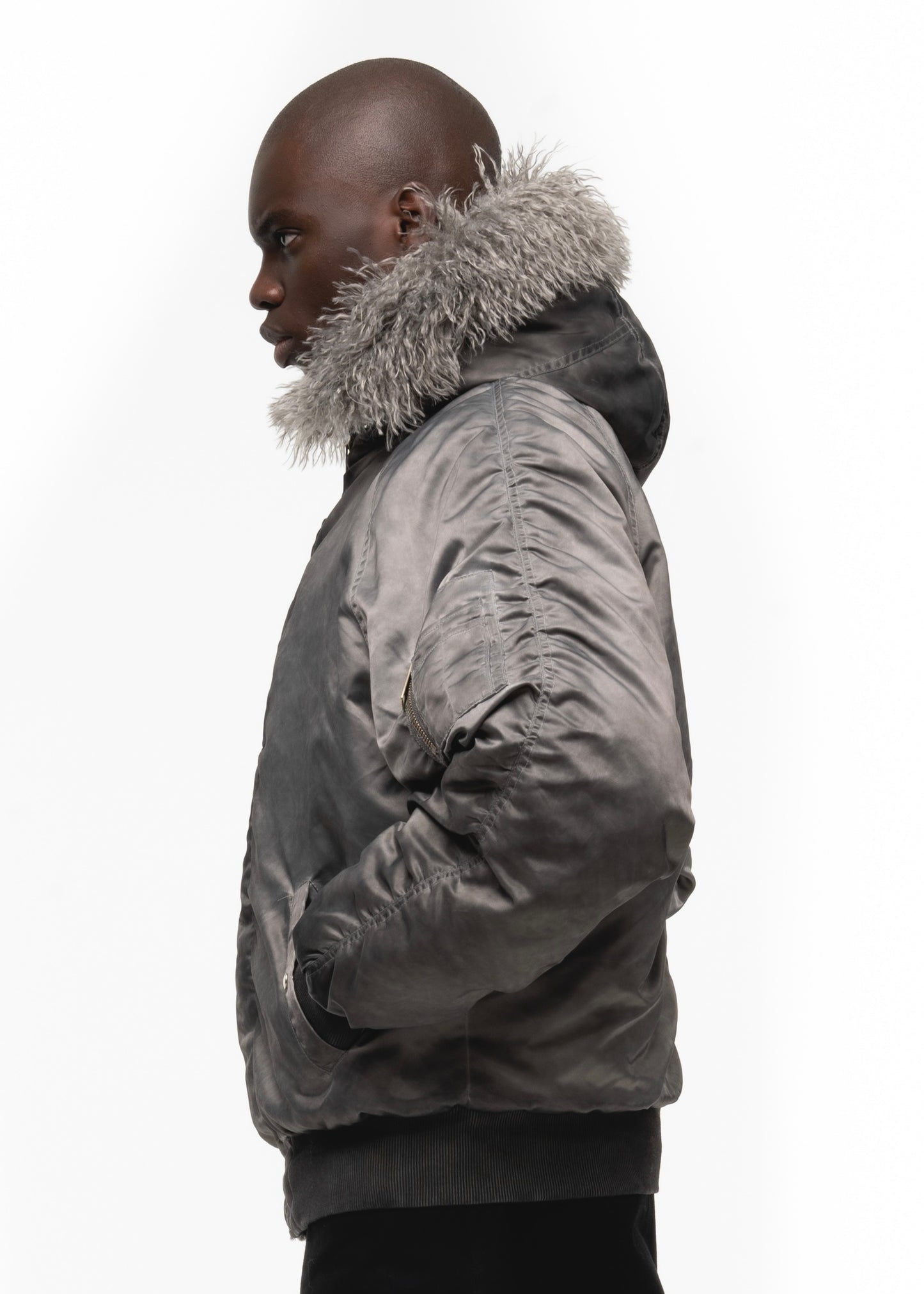 ASTRO FUR BOMBER JACKET GREY