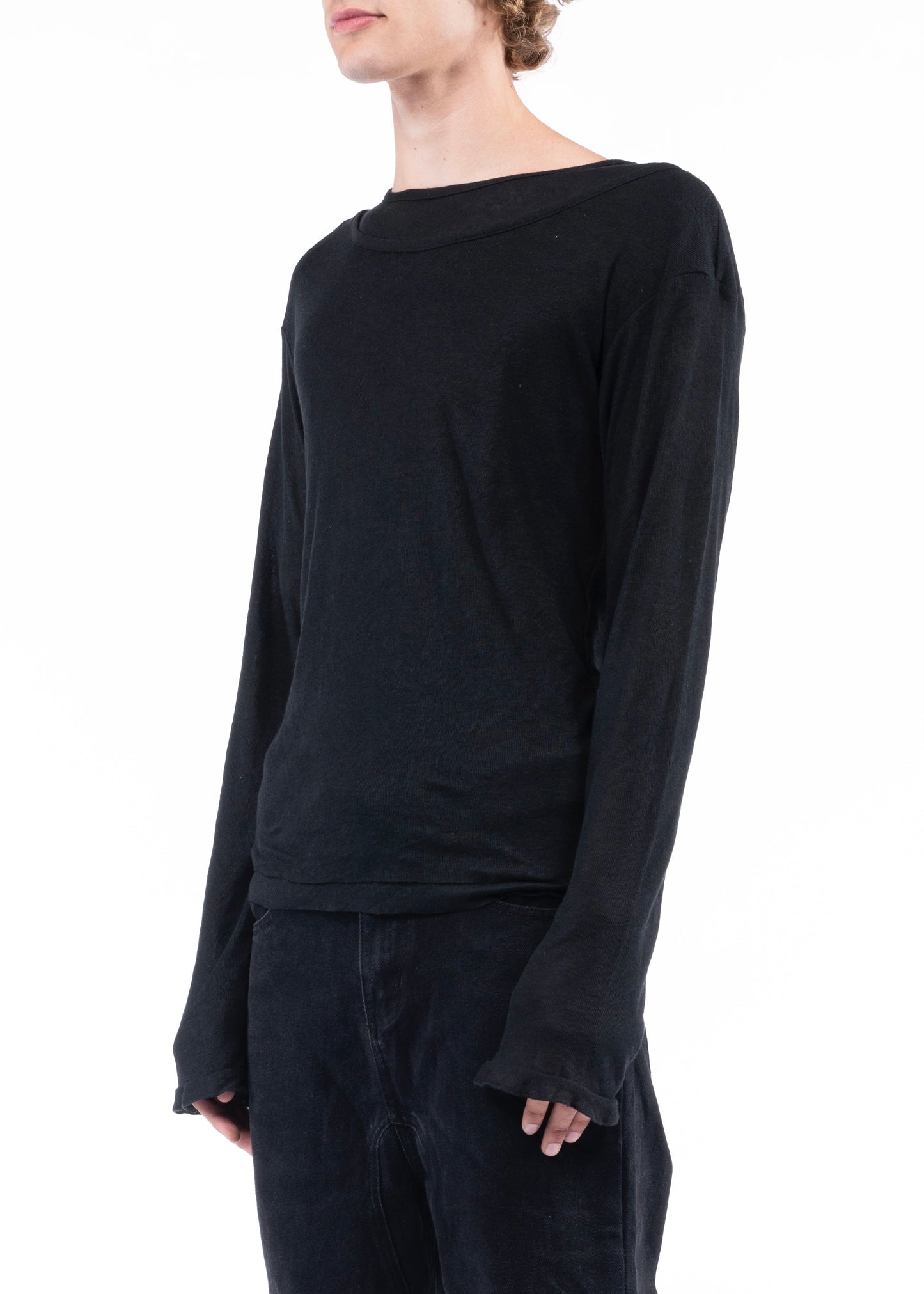 DOUBLE LAYERED ORGANIC COTTON LONGSLEEVE BLACK