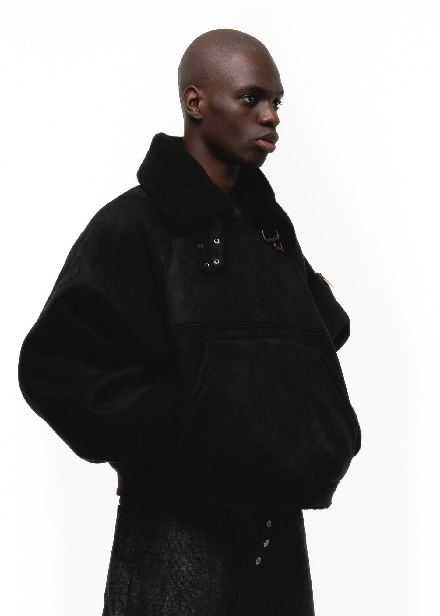 HEAVY FLIGHT SHEARLING HOODIE BLACK